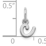 14k White Gold Script Letter E Pendant Charm, Lowercase Cursive Initial Jewelry