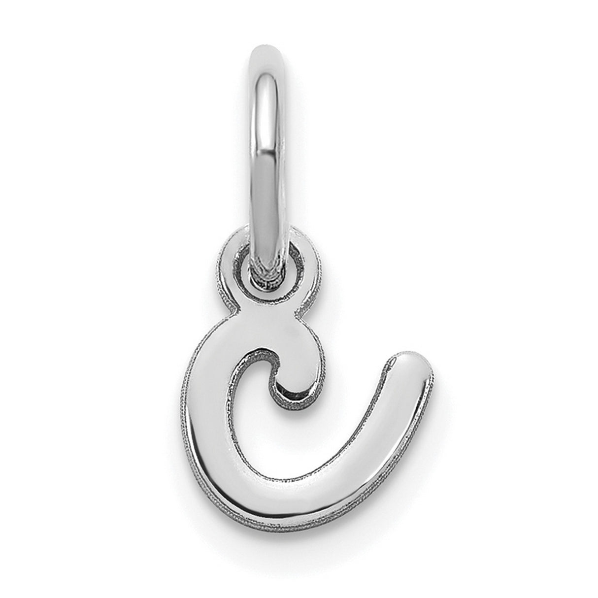 14k White Gold Script Letter E Pendant Charm, Lowercase Cursive Initial Jewelry