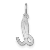 14k White Gold Letter D Pendant Charm, Polished Script Initial Design for Women