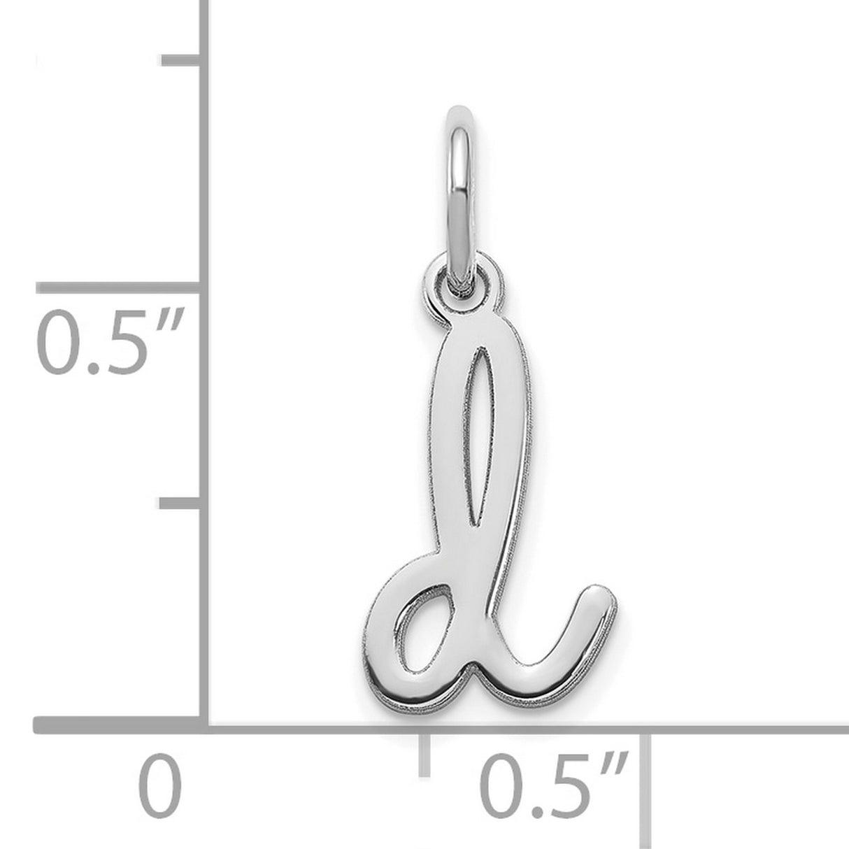 14k White Gold Letter D Pendant Charm, Polished Script Initial Design for Women