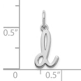 14k White Gold Letter D Pendant Charm, Polished Script Initial Design for Women