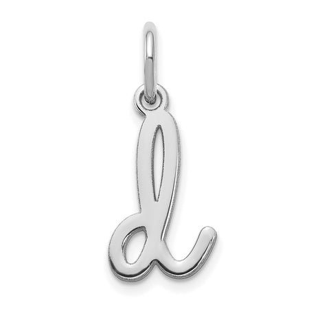14k White Gold Letter D Pendant Charm, Polished Script Initial Design for Women