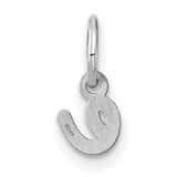 14k White Gold Cursive Letter E Pendant, Polished Script Initial Charm for Women
