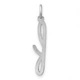 14k White Gold Script Initial F Pendant, Cursive Letter Charm for Women