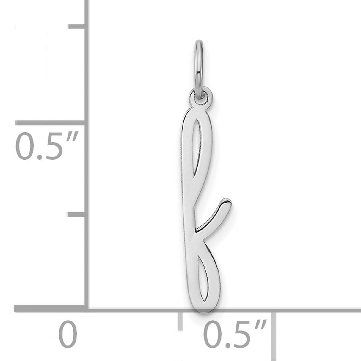 14k White Gold Script Initial F Pendant, Cursive Letter Charm for Women