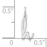 Lower case Letter H Initial Charm Pendant in Real 14k White Gold
