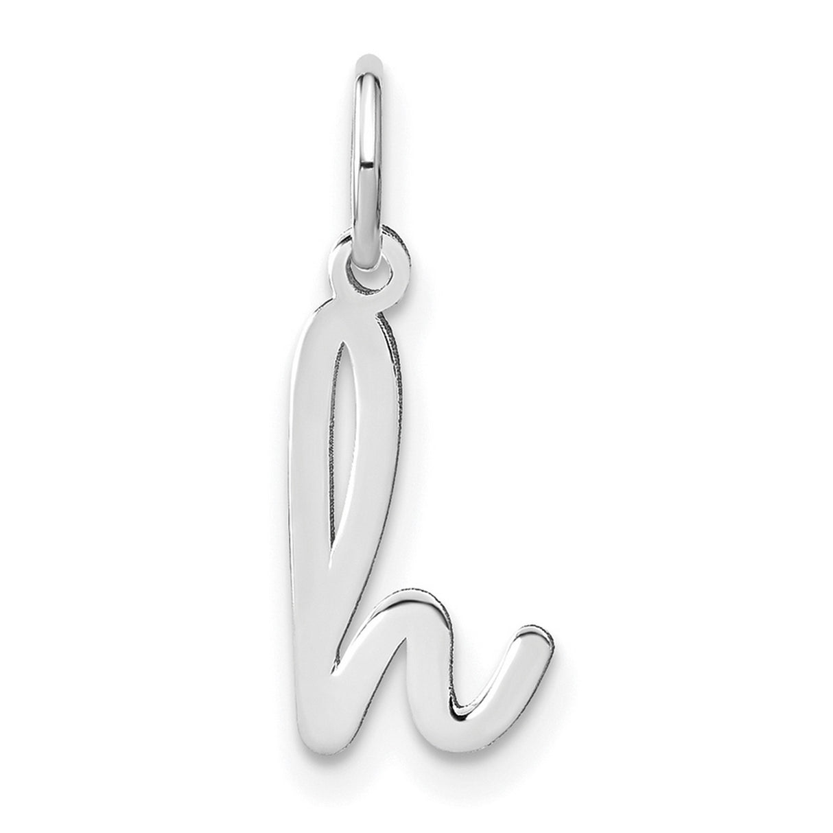 Lower case Letter H Initial Charm Pendant in Real 14k White Gold