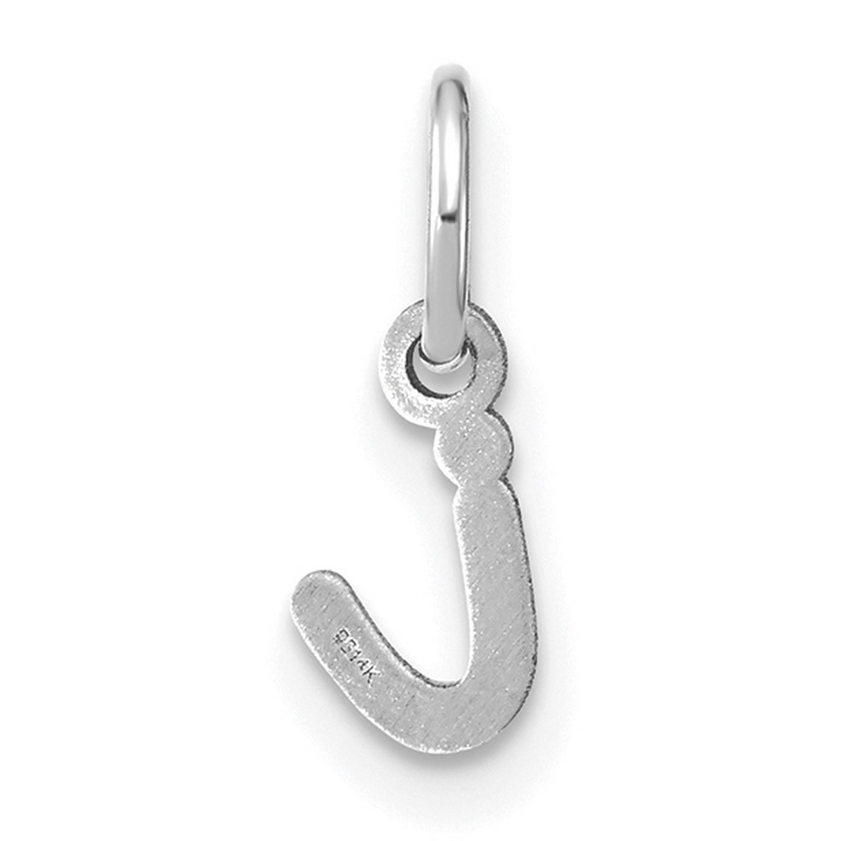 14k White Gold Letter J Pendant Charm, Dainty Lowercase Initial Jewelry for Women or Unisex Wear