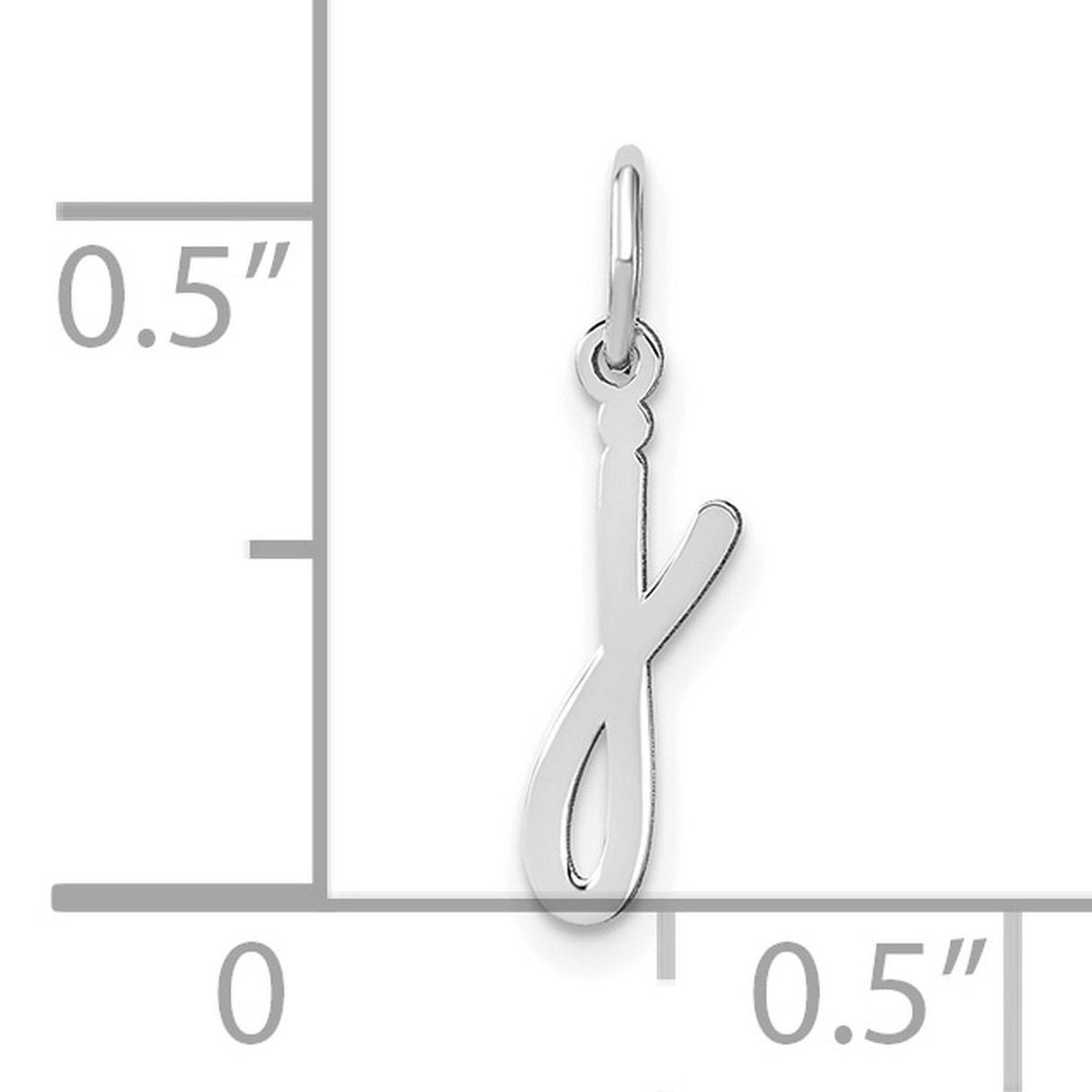 14k White Gold Letter J Pendant, Cursive Initial Charm for Women