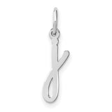 14k White Gold Letter J Pendant, Cursive Initial Charm for Women