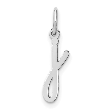 14k White Gold Letter J Pendant, Cursive Initial Charm for Women