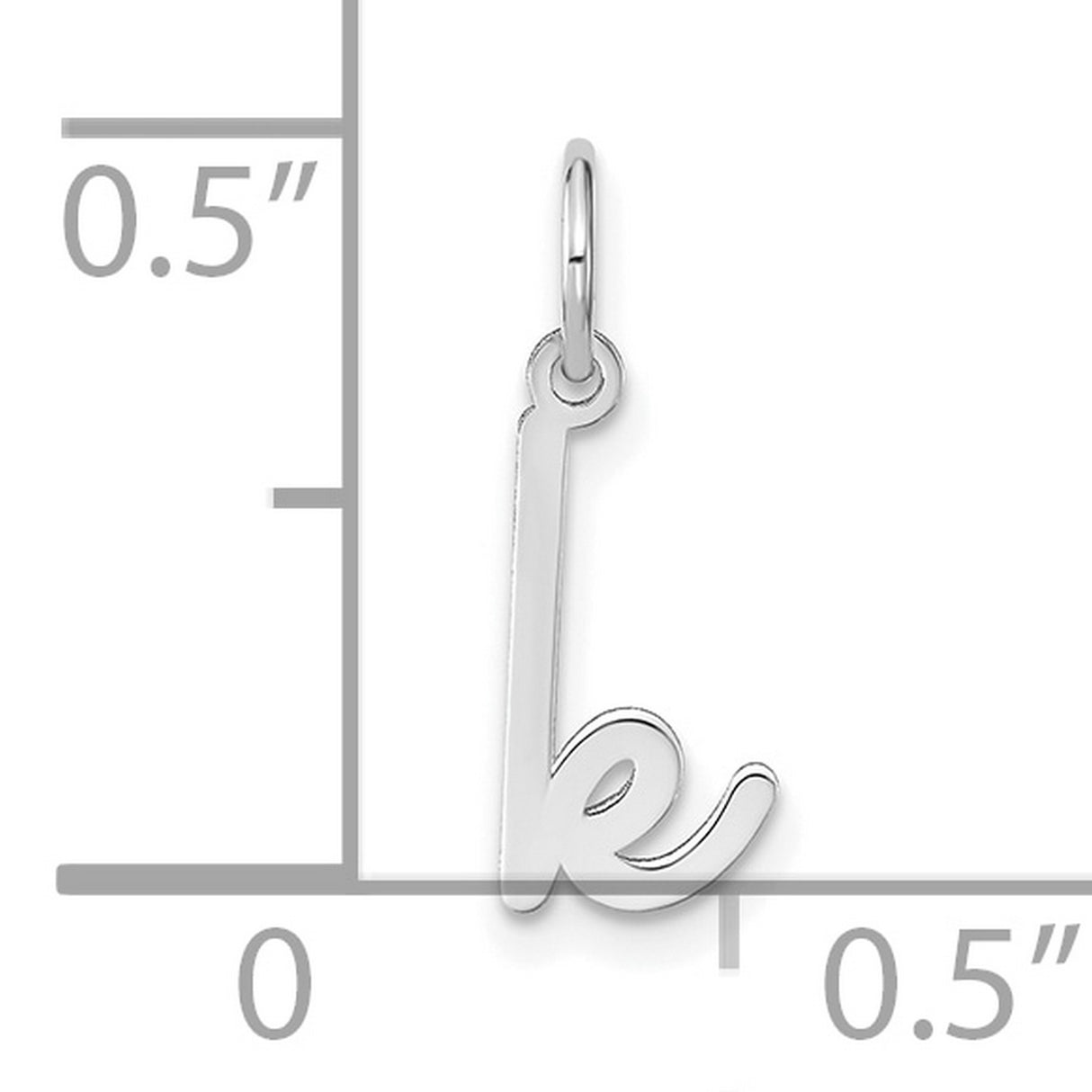 14k White Gold Letter K Pendant, Script Lowercase Initial Charm for Women