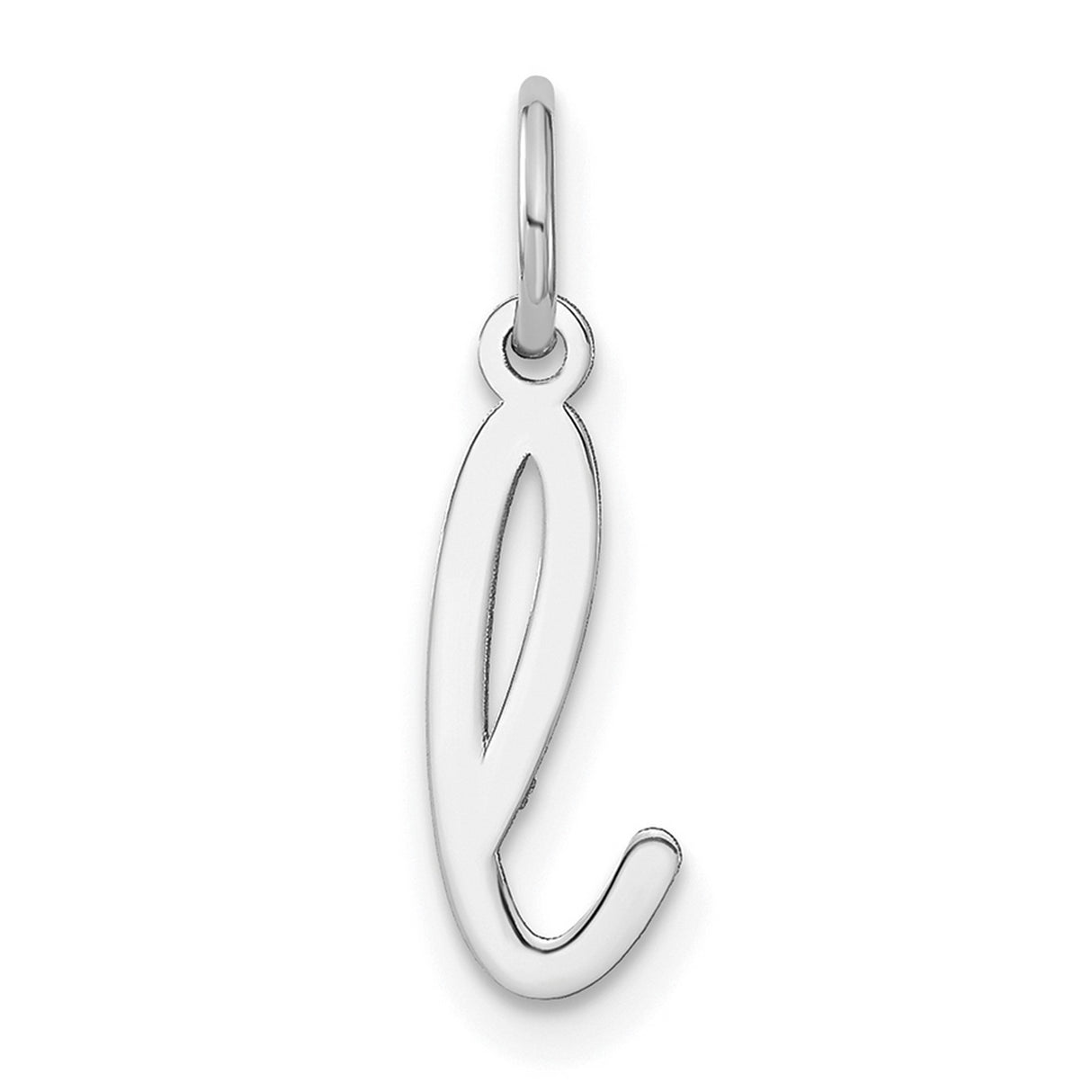 14k White Gold Script Letter L Pendant, Minimalist Initial Charm for Women