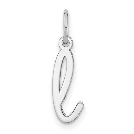 14k White Gold Script Letter L Pendant, Minimalist Initial Charm for Women