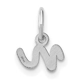 14k White Gold Script Letter N Pendant, Polished Lowercase Initial Charm for Women