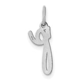 14k White Gold Lowercase Letter P Pendant Charm, Script Initial Design for Women and Unisex Wear