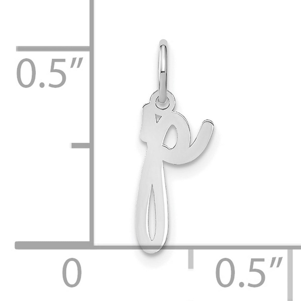 14k White Gold Lowercase Letter P Pendant Charm, Script Initial Design for Women and Unisex Wear