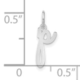 14k White Gold Lowercase Letter P Pendant Charm, Script Initial Design for Women and Unisex Wear