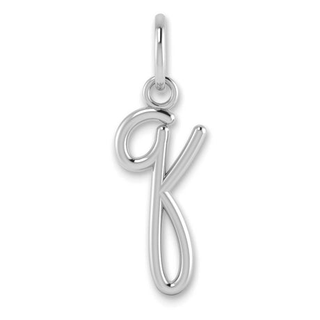 Lower case Letter Q Initial Charm Pendant in Real 14k White Gold
