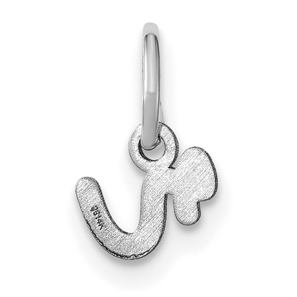 14k White Gold Pendant, Lowercase R Initial Charm, Script Letter Monogram Jewelry
