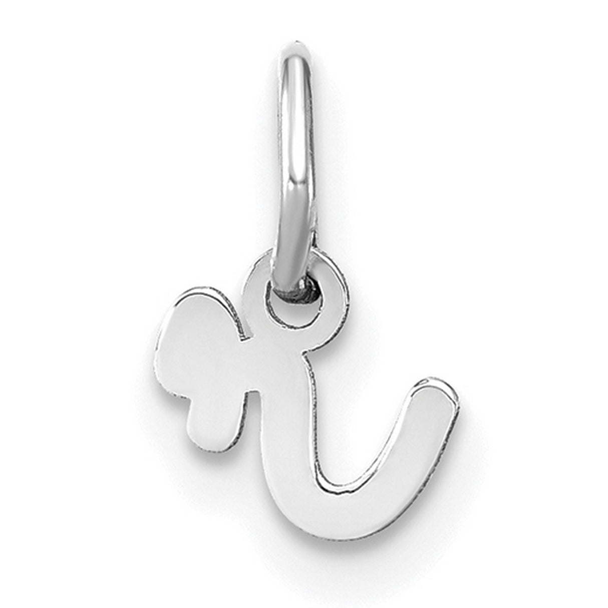 14k White Gold Pendant, Lowercase R Initial Charm, Script Letter Monogram Jewelry