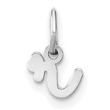 14k White Gold Pendant, Lowercase R Initial Charm, Script Letter Monogram Jewelry