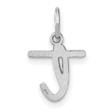 14k White Gold Lowercase T Pendant, Modern Script Initial Charm for Women