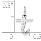 14k White Gold Lowercase T Pendant, Modern Script Initial Charm for Women