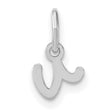 14k White Gold Lowercase K Initial Pendant, Script Letter Charm, Polished Monogram Jewelry for Women