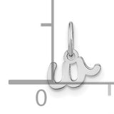 14k White Gold Script Initial W Pendant, Polished Letter Charm for Women