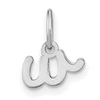 14k White Gold Script Initial W Pendant, Polished Letter Charm for Women