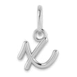 Lower case Letter X Initial Charm Pendant in Real 14k White Gold