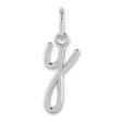 14k White Gold Script Letter Y Pendant Charm, Polished Cursive Initial Jewelry for Women