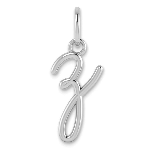 Lower case Letter Z Initial Charm Pendant in Real 14k White Gold