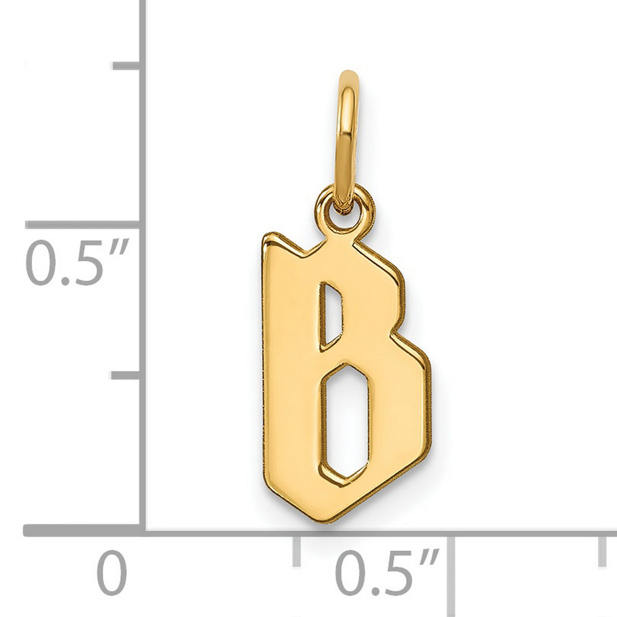 14k Yellow Gold Letter B Pendant Charm, Bold Stylized Initial Monogram for Men or Women