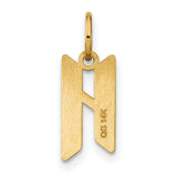 14k Yellow Gold Letter H Pendant, Block Initial Charm, Flat Modern Monogram Design for Women and Men