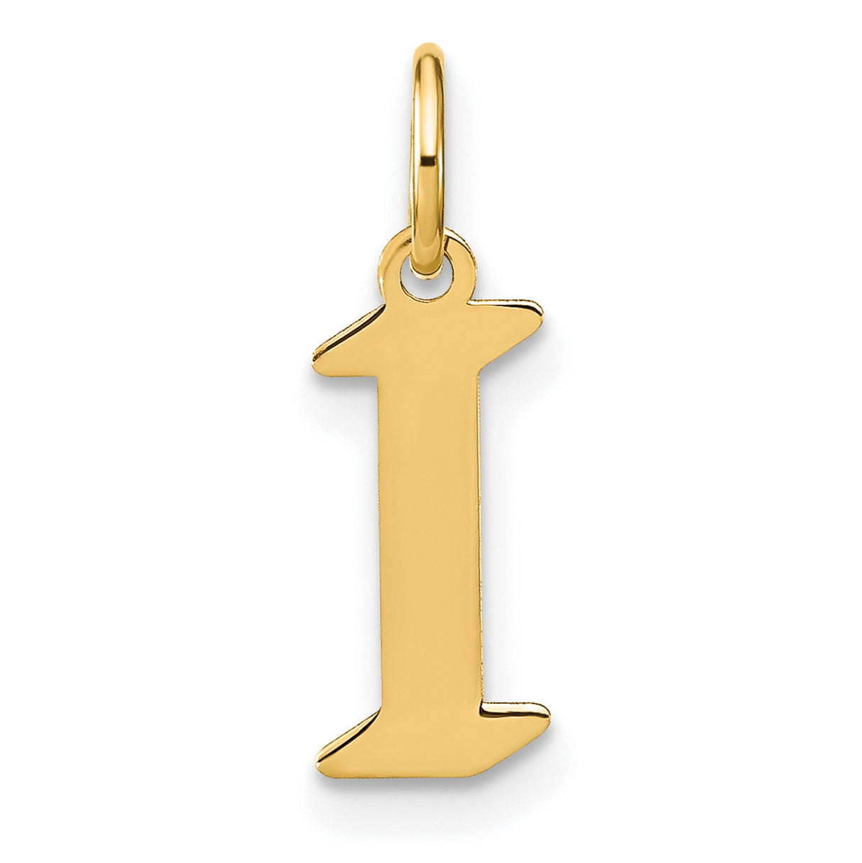 14k Yellow Gold Initial I Pendant, Block Letter Charm with Polished Finish for Women