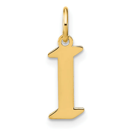14k Yellow Gold Initial I Pendant, Block Letter Charm with Polished Finish for Women