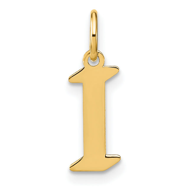 14k Yellow Gold Initial I Pendant, Block Letter Charm with Polished Finish for Women