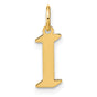 14k Yellow Gold Initial I Pendant, Block Letter Charm with Polished Finish for Women