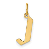 14k Yellow Gold Letter J Pendant Charm, Polished Dainty Alphabet Jewelry for Women or Unisex