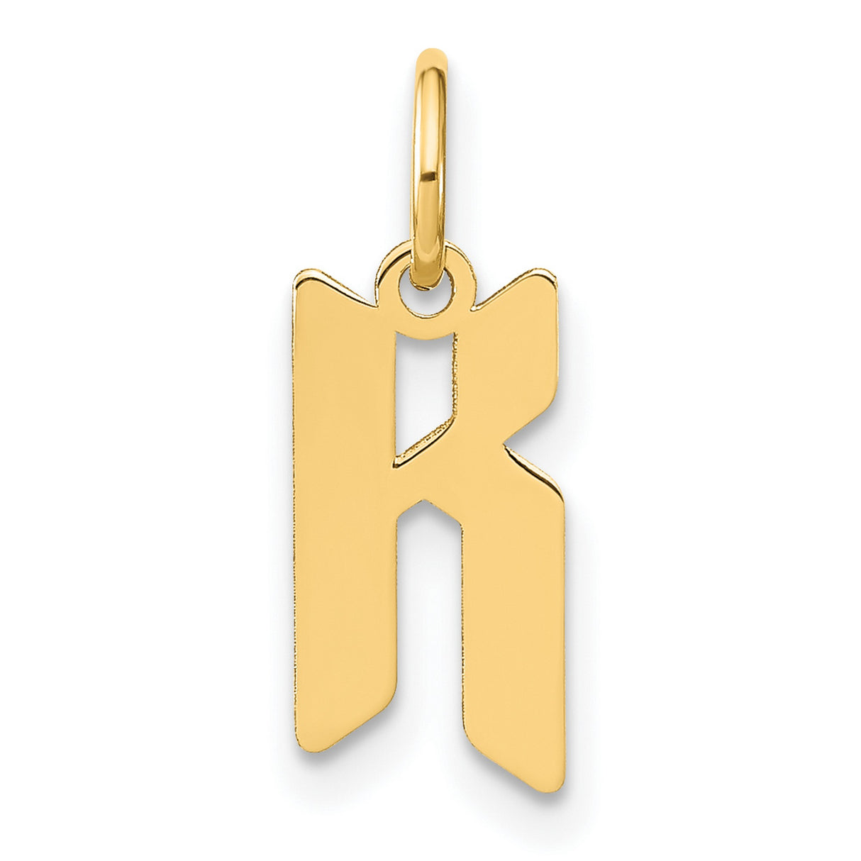 14k Yellow Gold Letter K Pendant, Old English Script Alphabet Charm, Gothic Monogram Jewelry