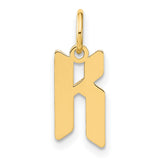 14k Yellow Gold Letter K Pendant, Old English Script Alphabet Charm, Gothic Monogram Jewelry