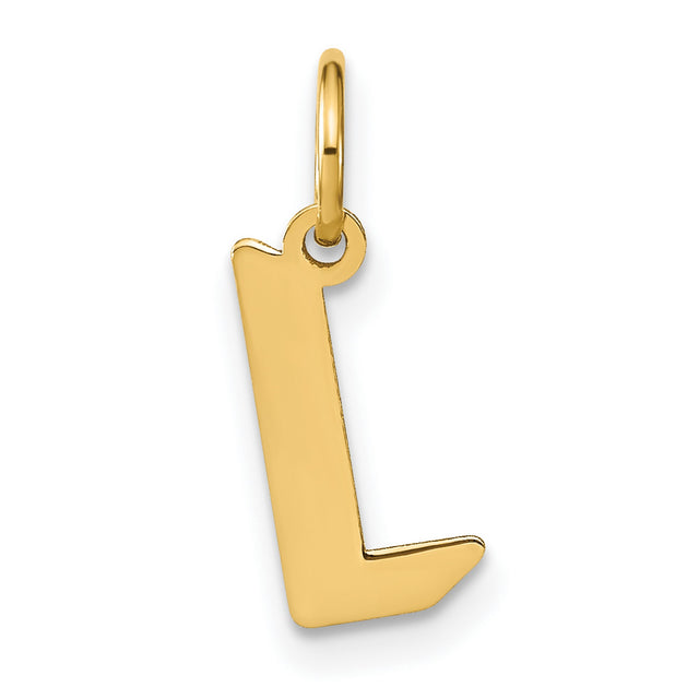 14k Yellow Gold Initial L Pendant Charm, Polished Letter Jewelry for Women or Unisex Wear