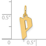 14k Yellow Gold Letter P Pendant Charm with Polished Cutout Initial Design