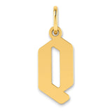Letter Q Initial Charm Pendant in Real 14k Yellow Gold