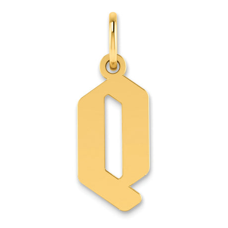 Letter Q Initial Charm Pendant in Real 14k Yellow Gold