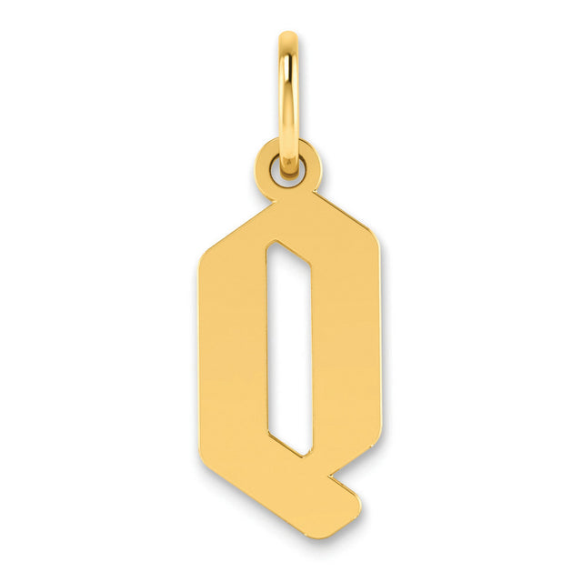 Letter Q Initial Charm Pendant in Real 14k Yellow Gold