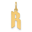 14k Yellow Gold Letter R Pendant, Flat Polished Modern Alphabet Charm for Men and Women