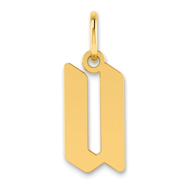 Letter U Initial Charm Pendant in Real 14k Yellow Gold